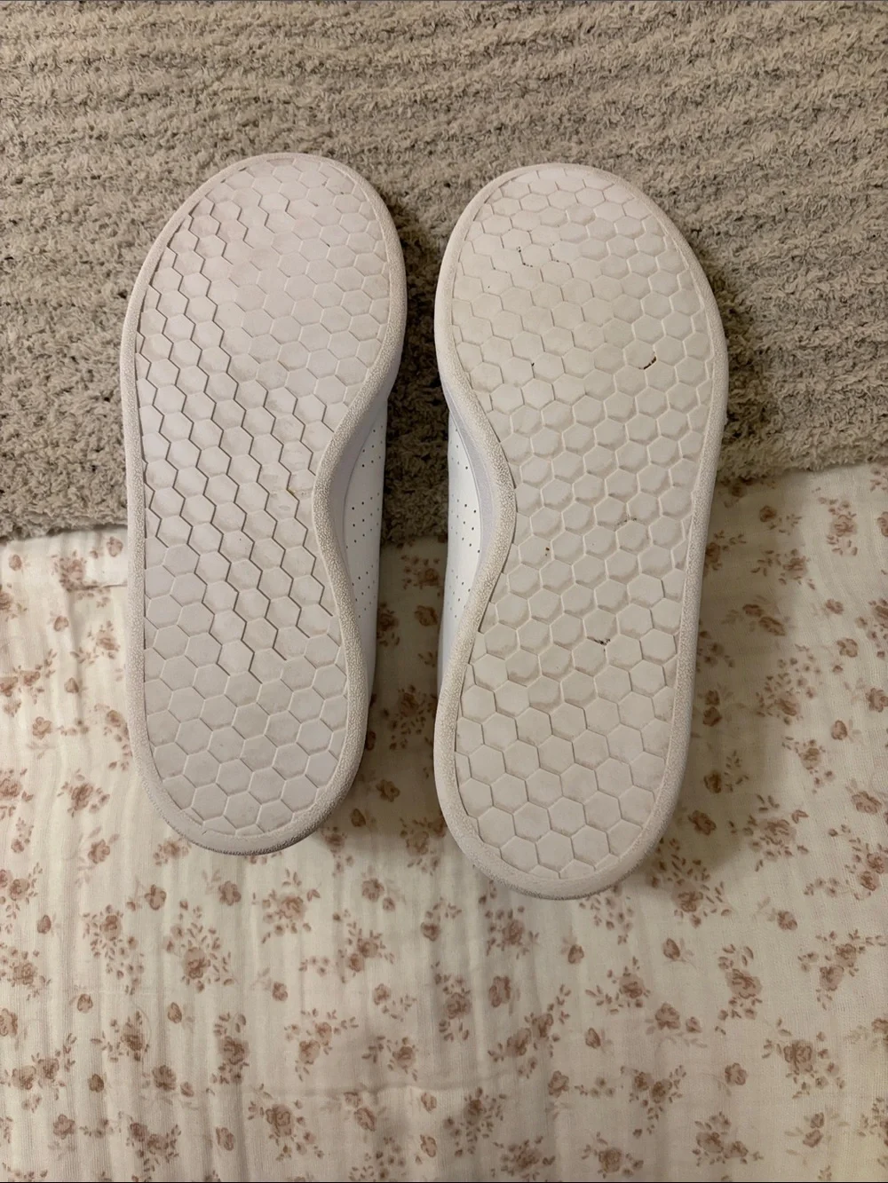adidas White Leather Low-Top Sneakers with Gold Logo Accents